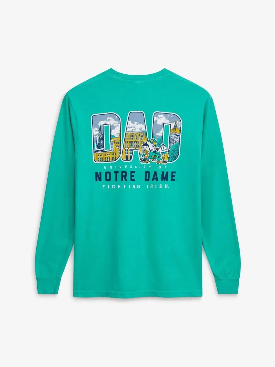 Футболка с длинным рукавом с принтом Campus Drawing, Notre Dame Fighting Irish Image One — изображение 2 из 3, зеленый