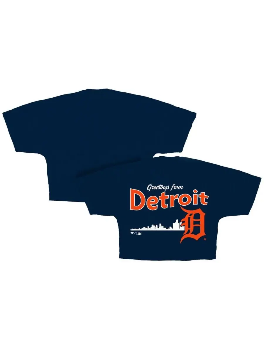 Женская футболка-кроп с принтом Detroit Tigers Skyline Fanatics