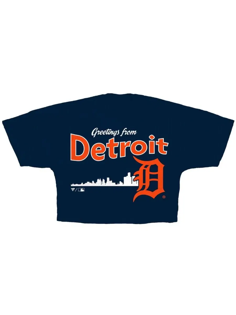 Женская футболка-кроп с принтом Detroit Tigers Skyline Fanatics — изображение 2 из 3, темно-синий