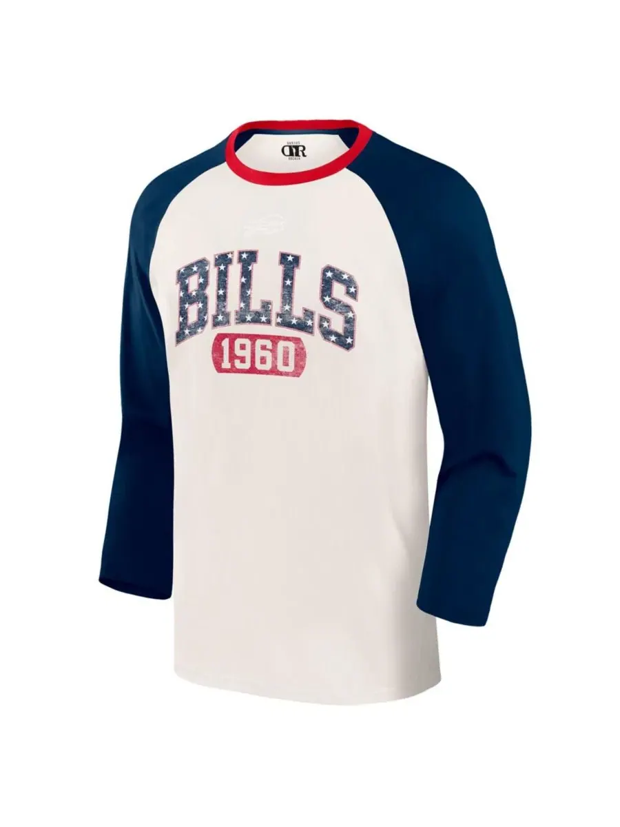 Футболка с рукавом 3/4 и принтом Darius Rucker Collection By Fanatics — изображение 3 из 4, белый темно-синий