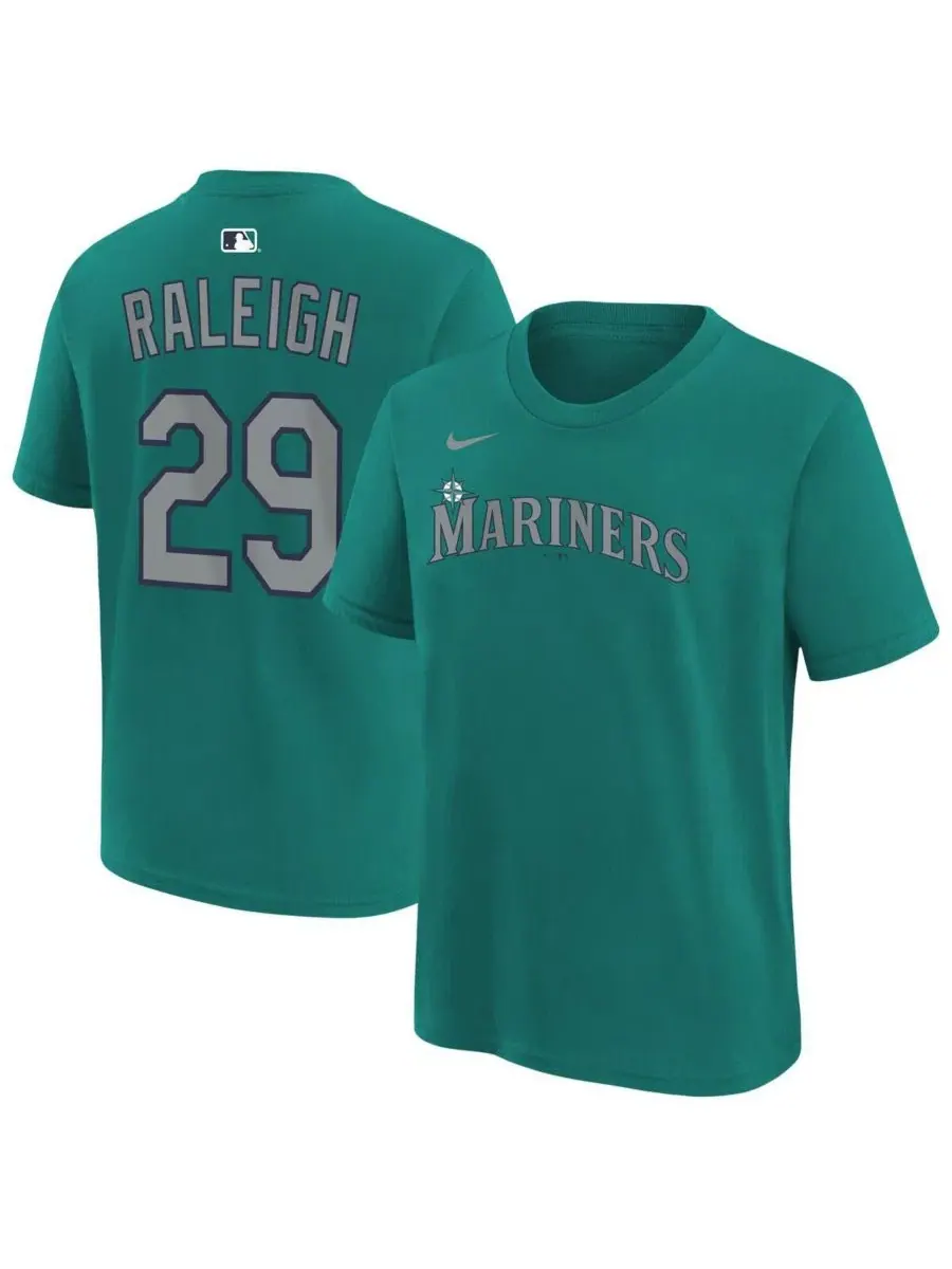 Футболка с длинным рукавом Cal Raleigh Teal Seattle Mariners Name & Number Nike