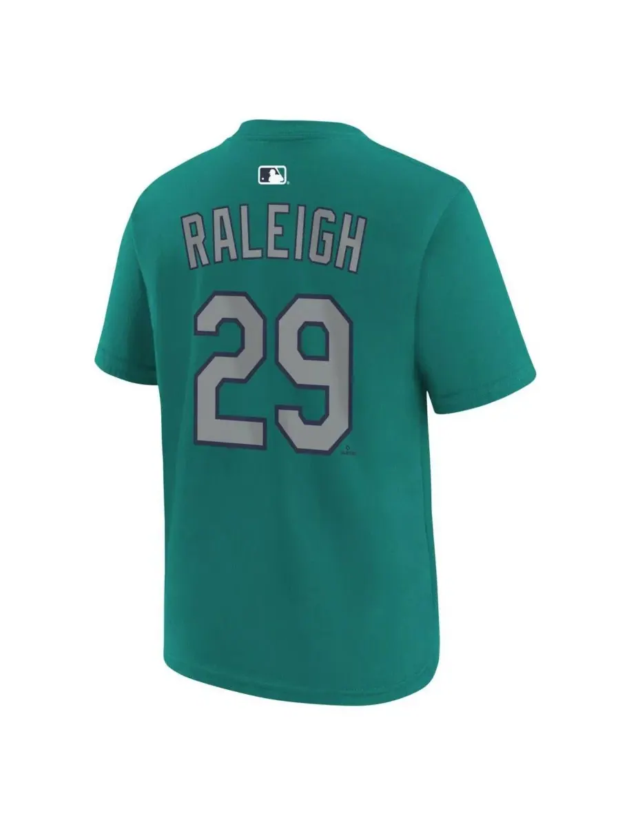 Футболка с длинным рукавом Cal Raleigh Teal Seattle Mariners Name & Number Nike — изображение 2 из 3, бирюзовый