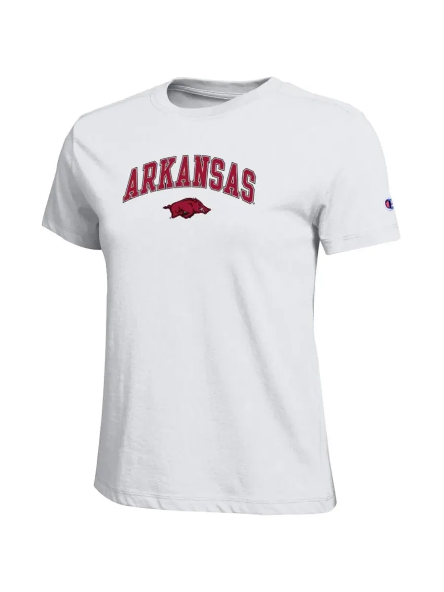 Футболка с принтом Arkansas Razorbacks Arched Over Logo Champion — изображение 2 из 2, белый