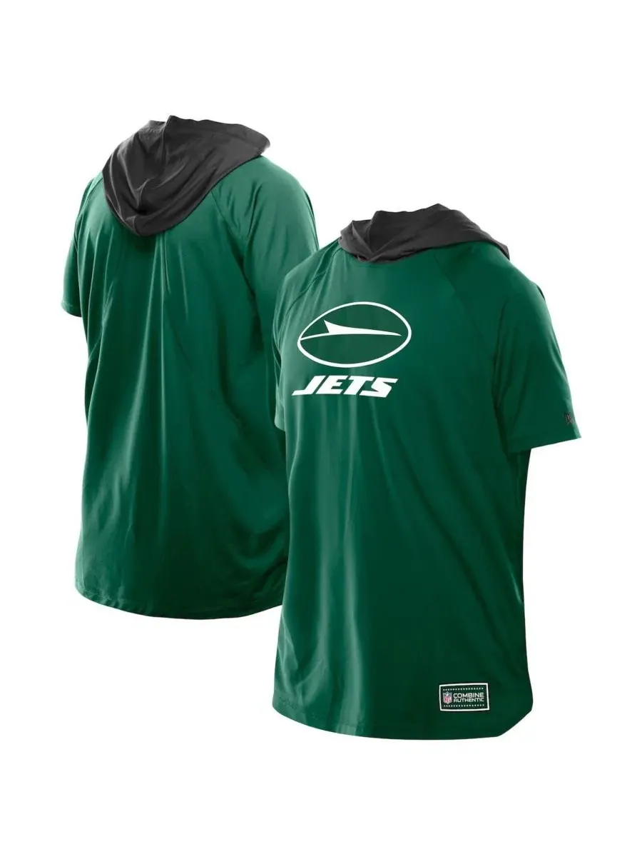 Футболка с капюшоном и рукавом реглан New York Jets Combine Authentic New Era