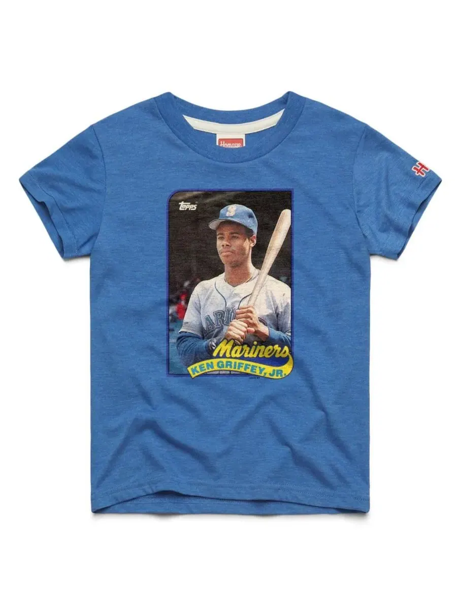 Футболка с принтом Ken Griffey Jr. Royal Seattle Mariners Topps Baseball Card Tri-Blend Homage