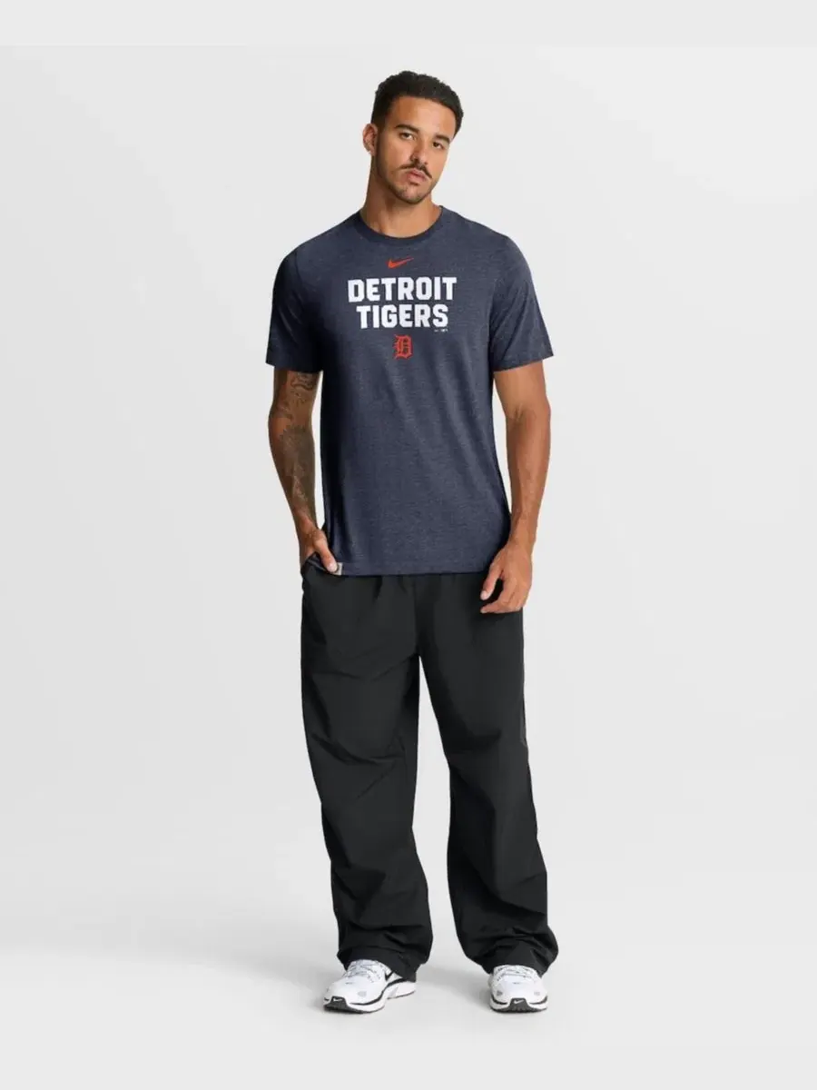 Мужская футболка Detroit Tigers Stacked Tri-Blend темно-синего цвета, цвет меланж Nike — изображение 2 из 3
