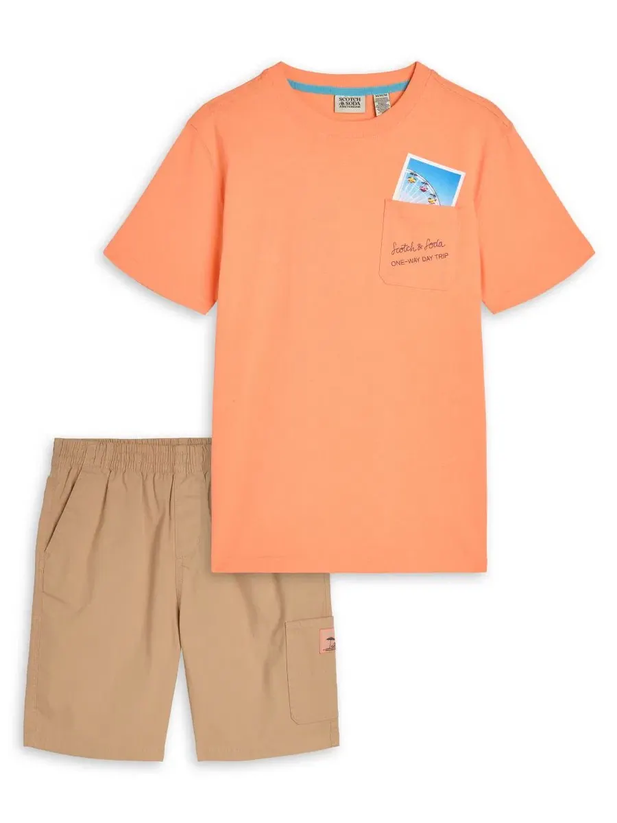 Комплект из футболки и шорт с принтом, модель 4-7 SCOTCH & SODA, Papaya Punch