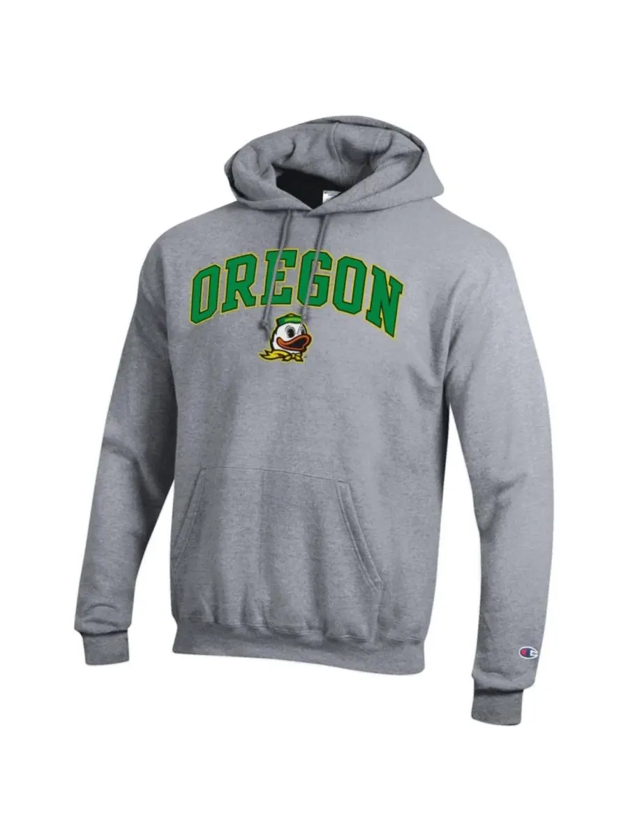 Толстовка на молнии с капюшоном Champion Arched Logo Fleece Pullover Hoodie — изображение 3 из 3, серый