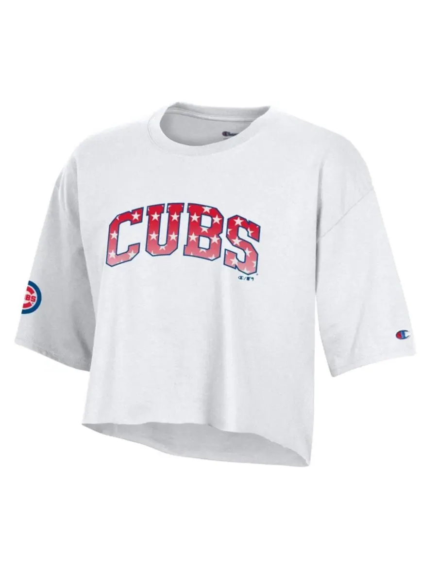 Футболка женская с кроп-кроем Champion Chicago Cubs — изображение 2 из 3, белый