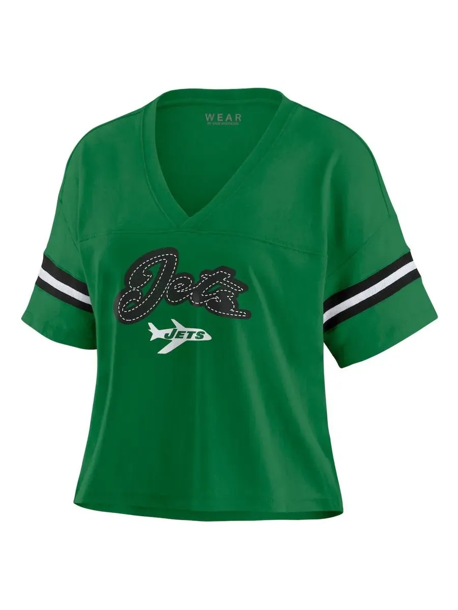 Футболка женская с V-образным вырезом, с принтом, New York Jets WEAR by Erin Andrews — изображение 2 из 3, зеленый