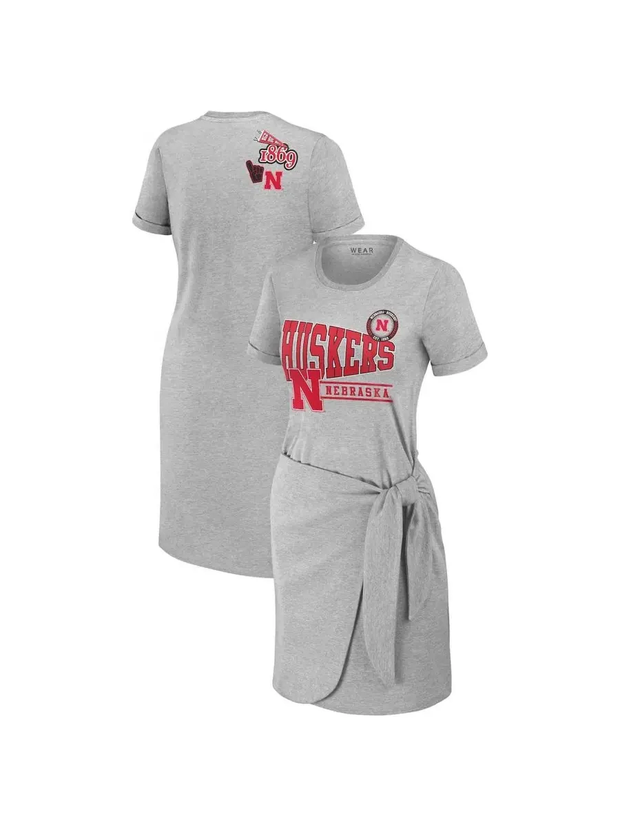 Платье-футболка с узлом Heather Gray Nebraska Huskers WEAR by Erin Andrews