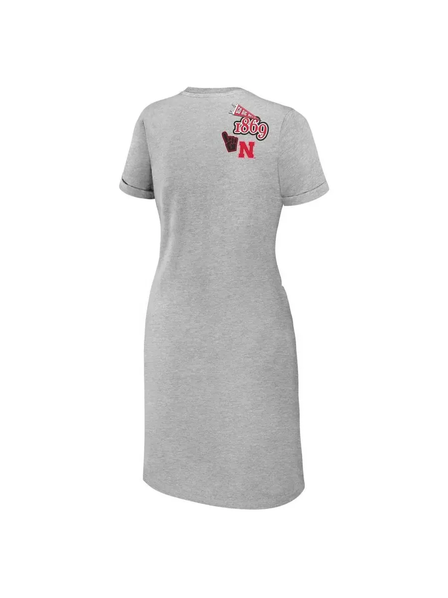 Платье-футболка с узлом Heather Gray Nebraska Huskers WEAR by Erin Andrews — изображение 3 из 3, серый