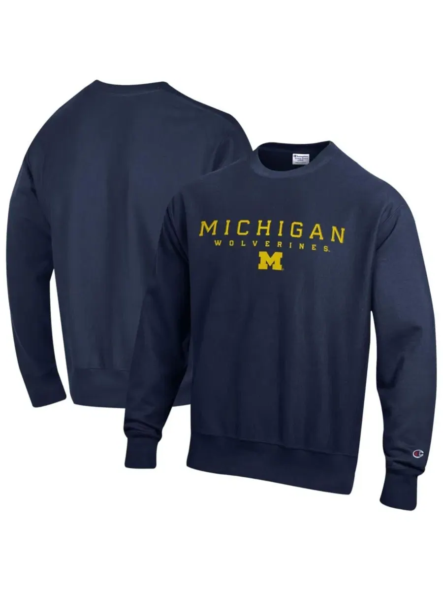 Свитшот мужской с длинным рукавом, с вышивкой Michigan Wolverines Champion