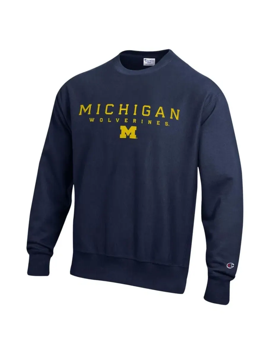 Свитшот мужской с длинным рукавом, с вышивкой Michigan Wolverines Champion — изображение 3 из 3, темно-синий