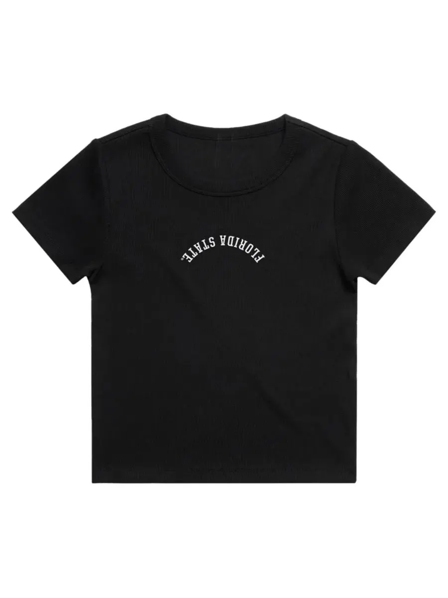 Женская футболка с вышивкой Upside Down Embroidery Uscape Apparel — изображение 2 из 2, черный