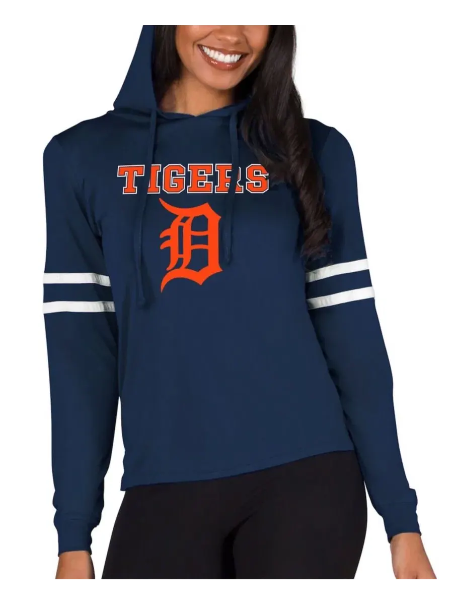Женский легкий пуловер-худи с капюшоном с принтом Detroit Tigers Concepts Sport