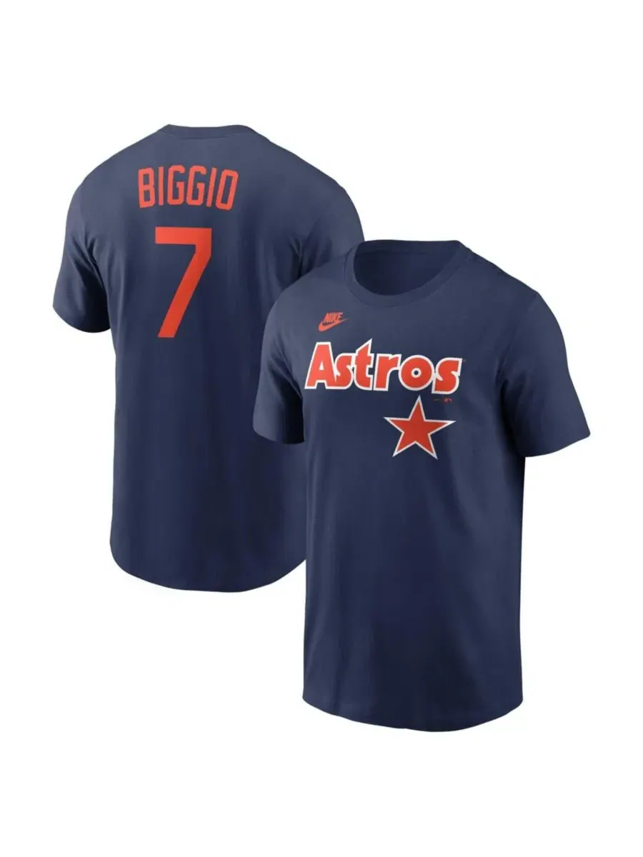 Футболка с длинным рукавом Craig Biggio Houston Astros Cooperstown Collection Name Number Nike