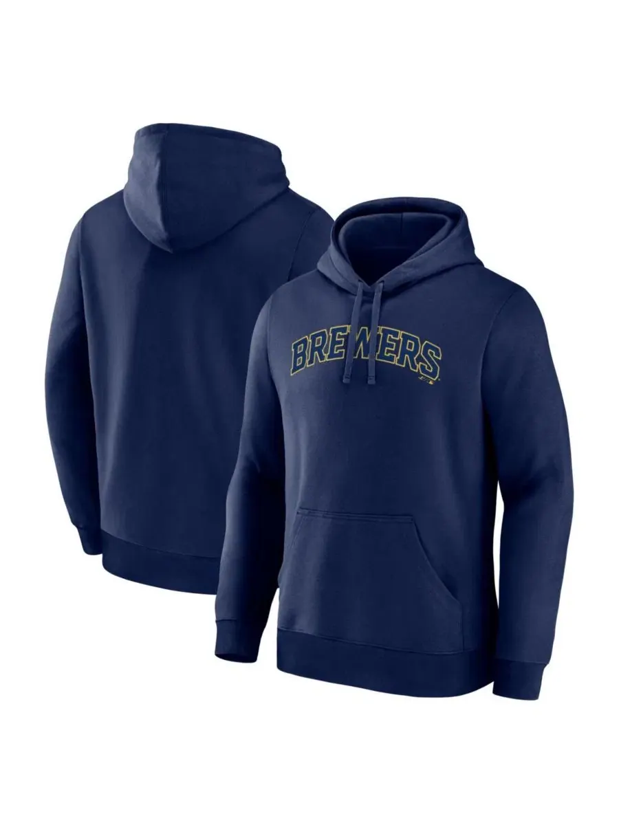 Худи с длинным рукавом и капюшоном с принтом Milwaukee Brewers Wordmark Logo Athletic