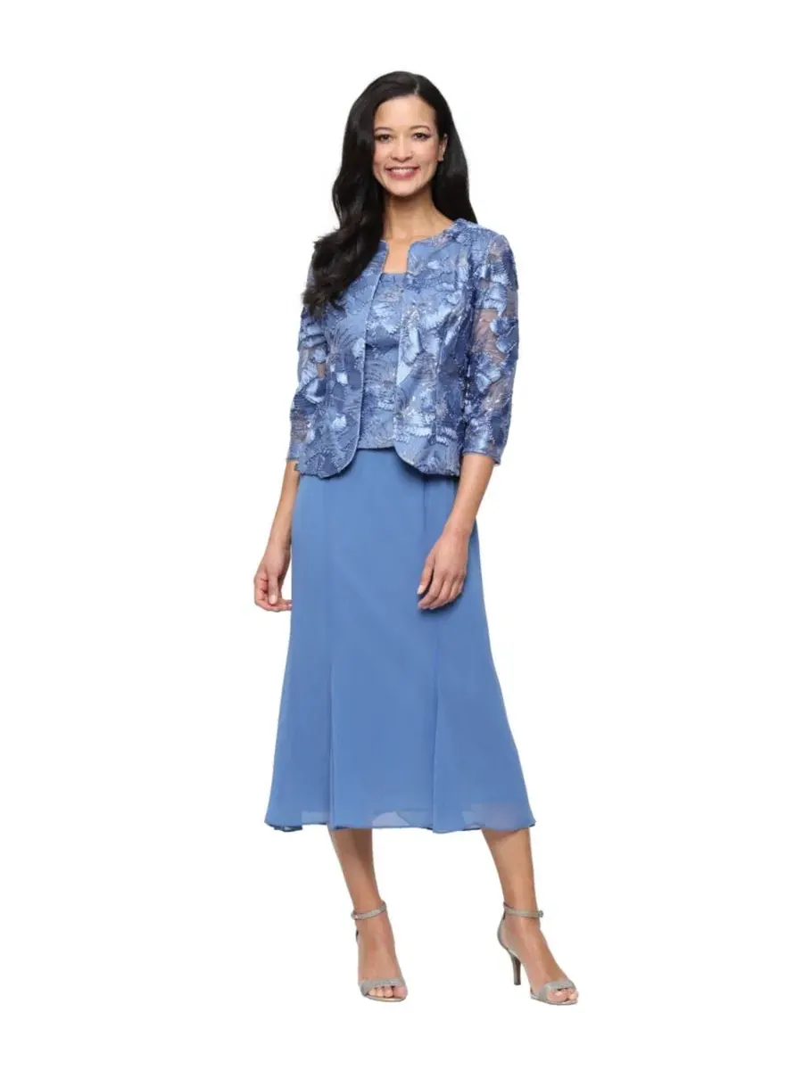 Комплект из платья и жакета, 2 предмета, Petite Scoop Neck Dress and Soutache Open Jacket Alex