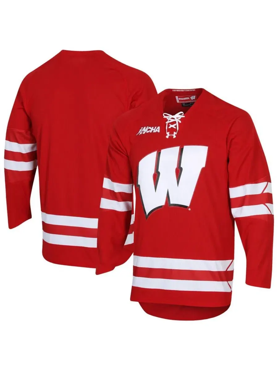Мужская красная реплика хоккейной майки команды Wisconsin Badgers Under Armour
