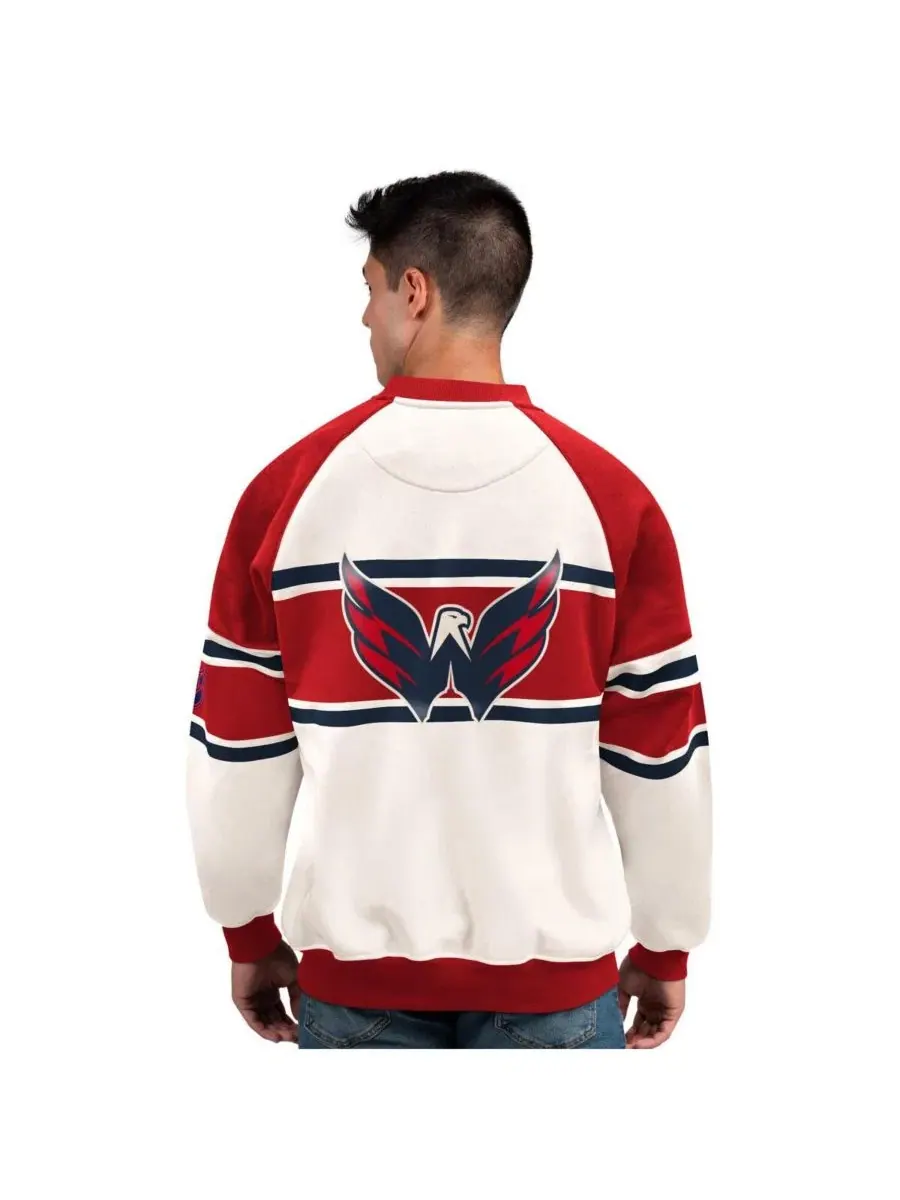 Мужская белая флисовая толстовка с круглым вырезом Washington Capitals Defense Starter — изображение 2 из 2