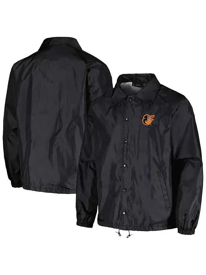 Мужская черная ветровка Baltimore Orioles Coach's Raglan Full-Snap Dunbrooke