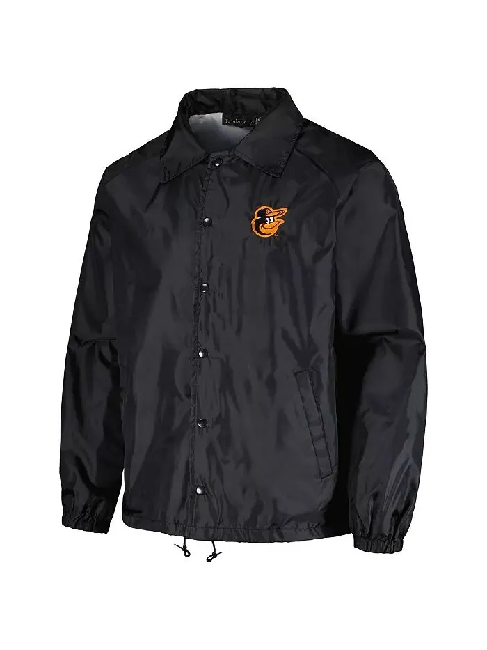 Мужская черная ветровка Baltimore Orioles Coach's Raglan Full-Snap Dunbrooke — изображение 3 из 4