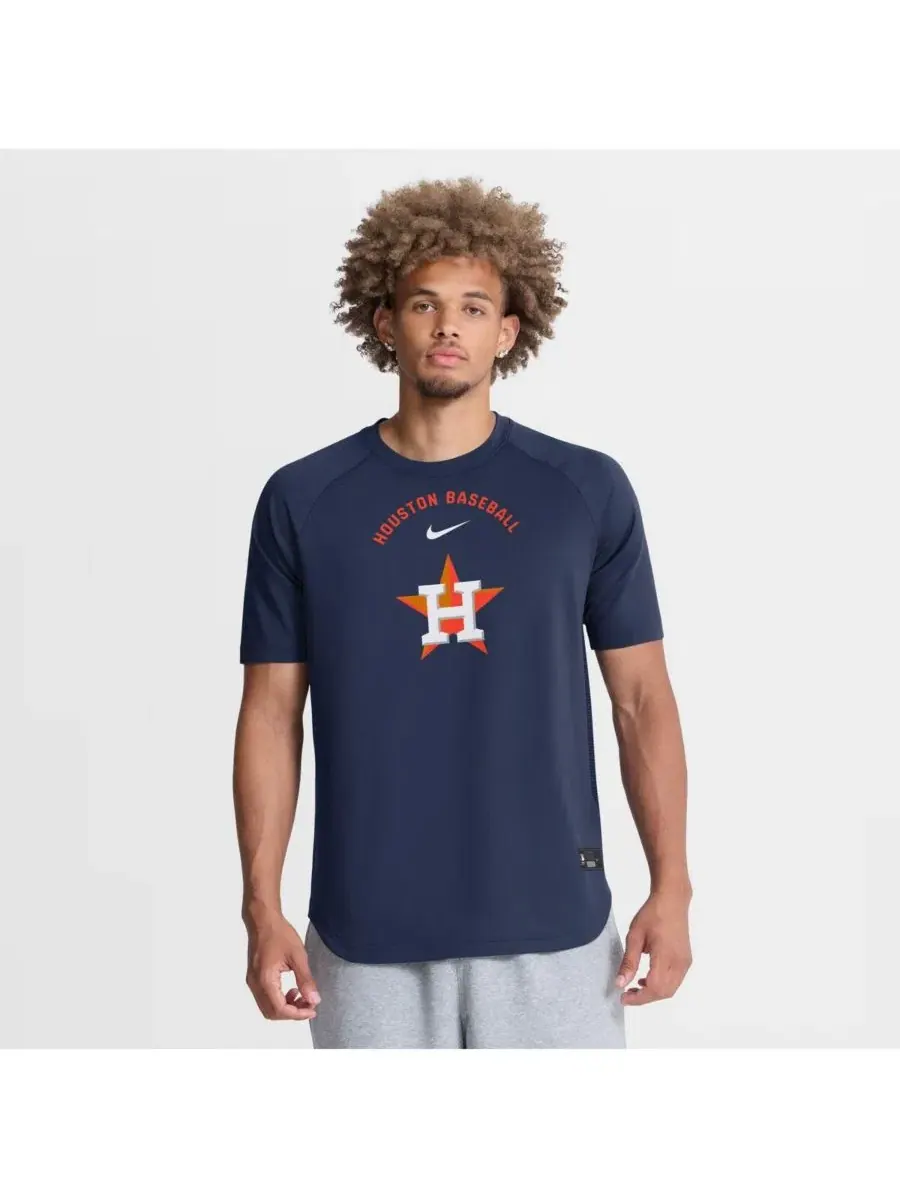 Мужская темно-синяя футболка-реглан из ткани Dri-FIT с логотипом Houston Astros Authentic