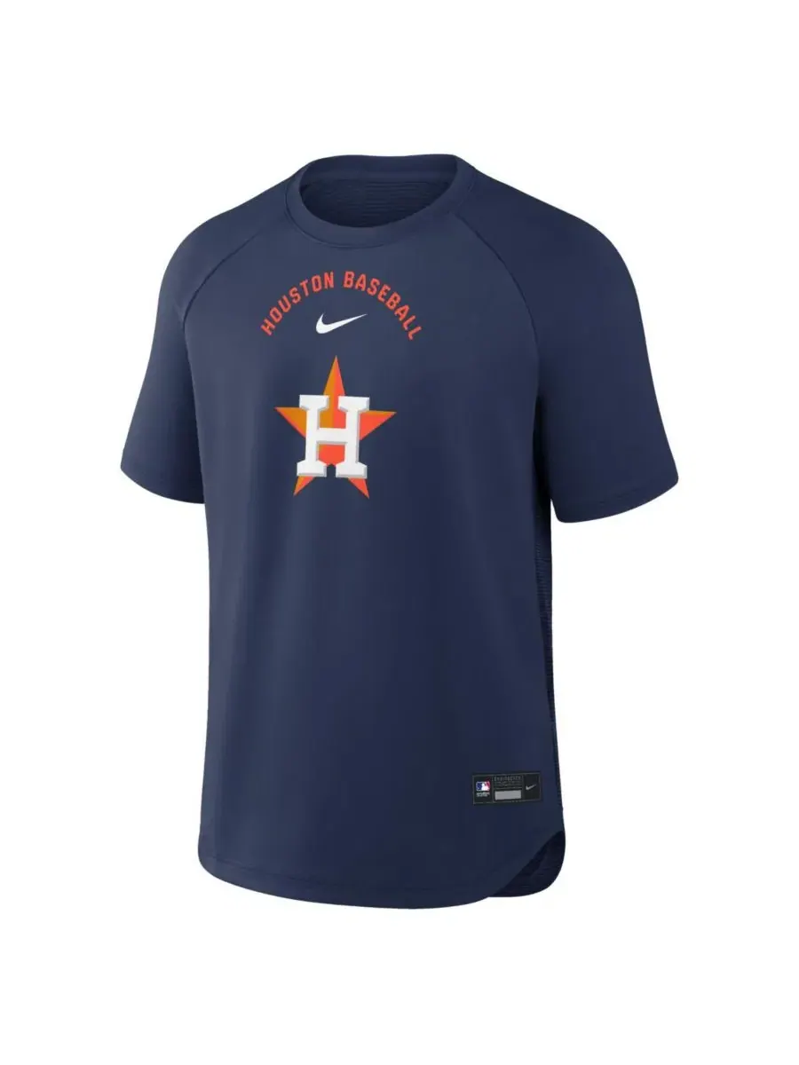 Мужская темно-синяя футболка-реглан из ткани Dri-FIT с логотипом Houston Astros Authentic — изображение 4 из 4, темно-синий