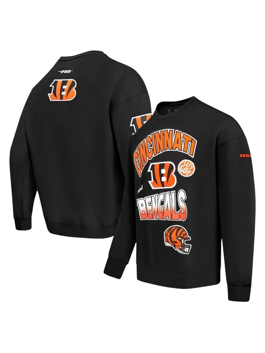 Pro Standard Мужская черная толстовка с откидными плечами Cincinnati Bengals Turn It Up