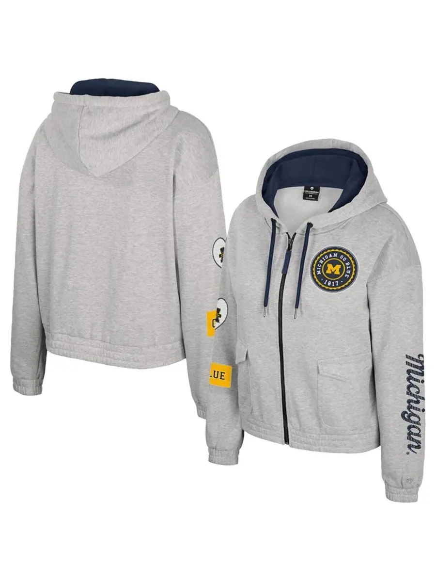 Colosseum Женская серая толстовка на молнии Michigan Wolverines Alfie