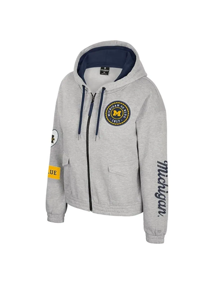 Colosseum Женская серая толстовка на молнии Michigan Wolverines Alfie — изображение 2 из 3, серый