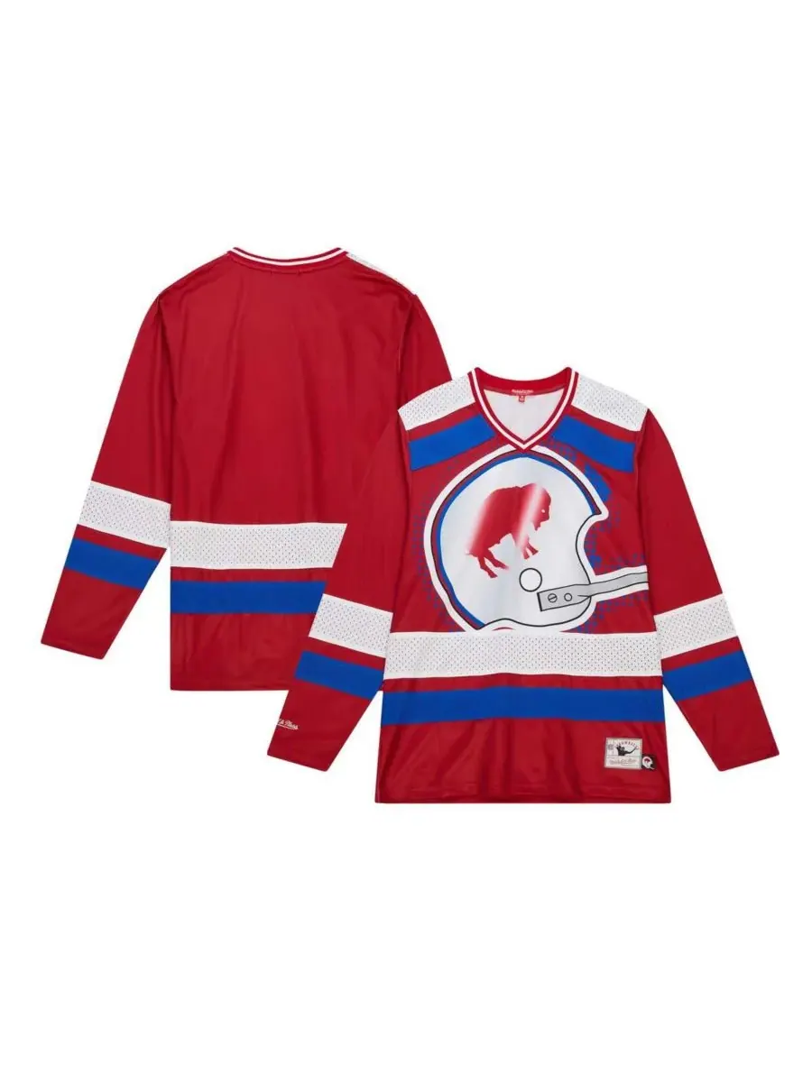 Mitchell & Ness Женская красная футболка с длинным рукавом Buffalo Bills Big Face 7.0