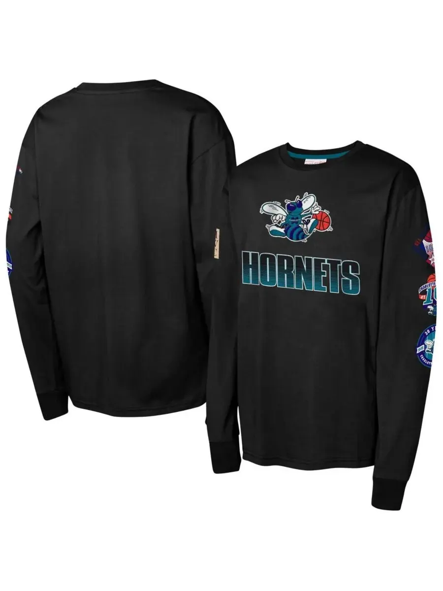 Mitchell & Ness Футболка с длинным рукавом Charlotte Hornets Hardwood Classic All Over для