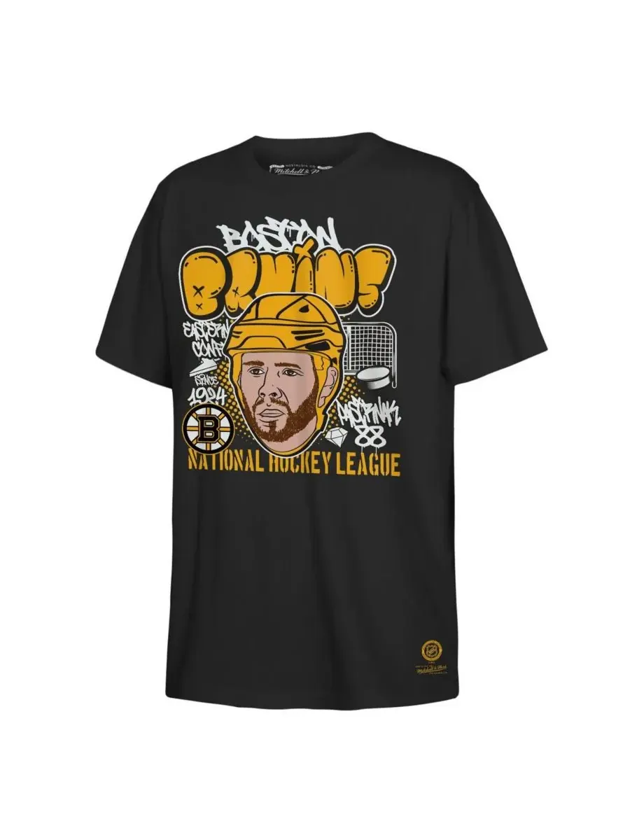 Mitchell & Ness Футболка с карикатурой на команду "Бостон Брюинз" в черном цвете, с изображением — изображение 3 из 3, черный