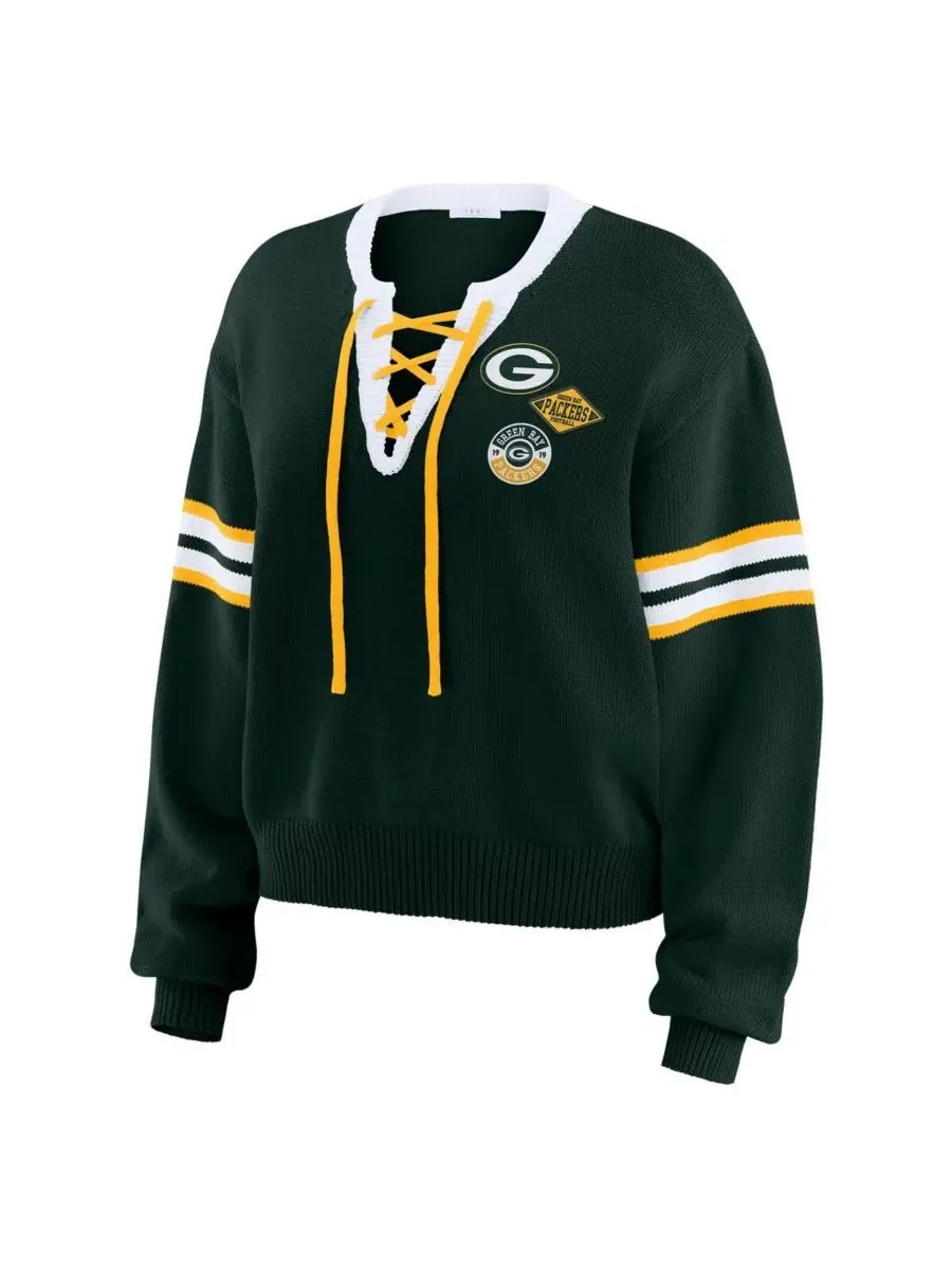 WEAR by Erin Andrews Женская зеленая толстовка с завязками Green Bay Packers — изображение 2 из 4, зеленый