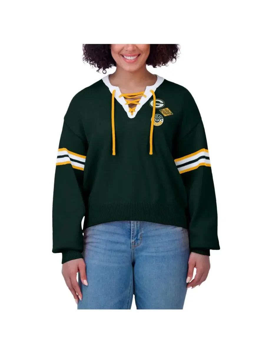 WEAR by Erin Andrews Женская зеленая толстовка с завязками Green Bay Packers — изображение 4 из 4, зеленый