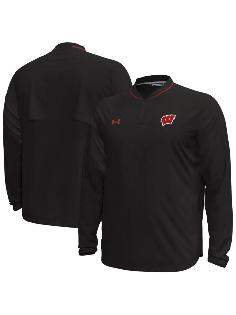Under Armour Мужская черная куртка Under Armor Wisconsin Badgers Motivate с длинными рукавами и