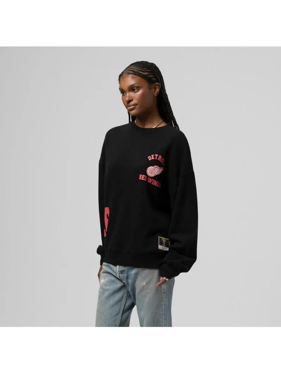 Mitchell & Ness Женская черная толстовка с круглым вырезом Detroit Red Wings