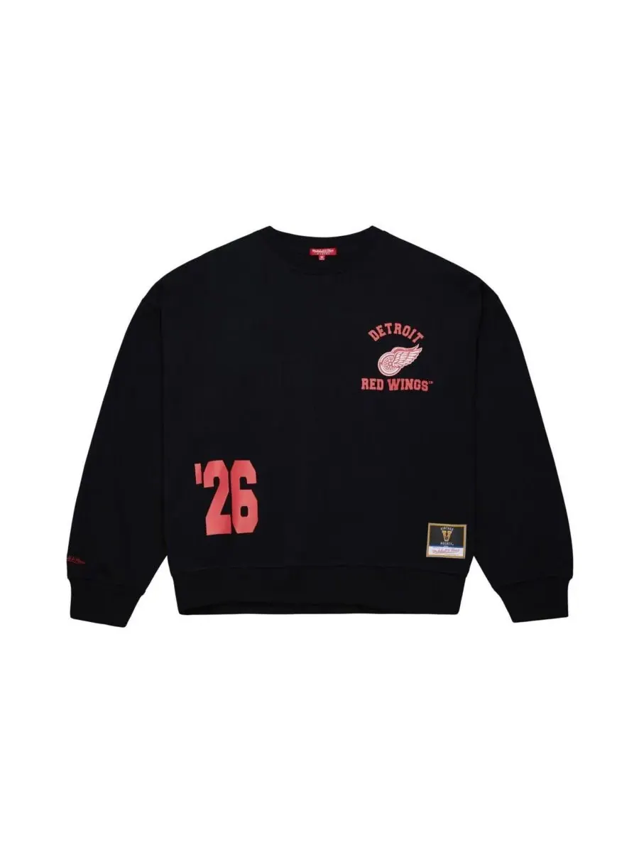 Mitchell & Ness Женская черная толстовка с круглым вырезом Detroit Red Wings — изображение 4 из 5, черный