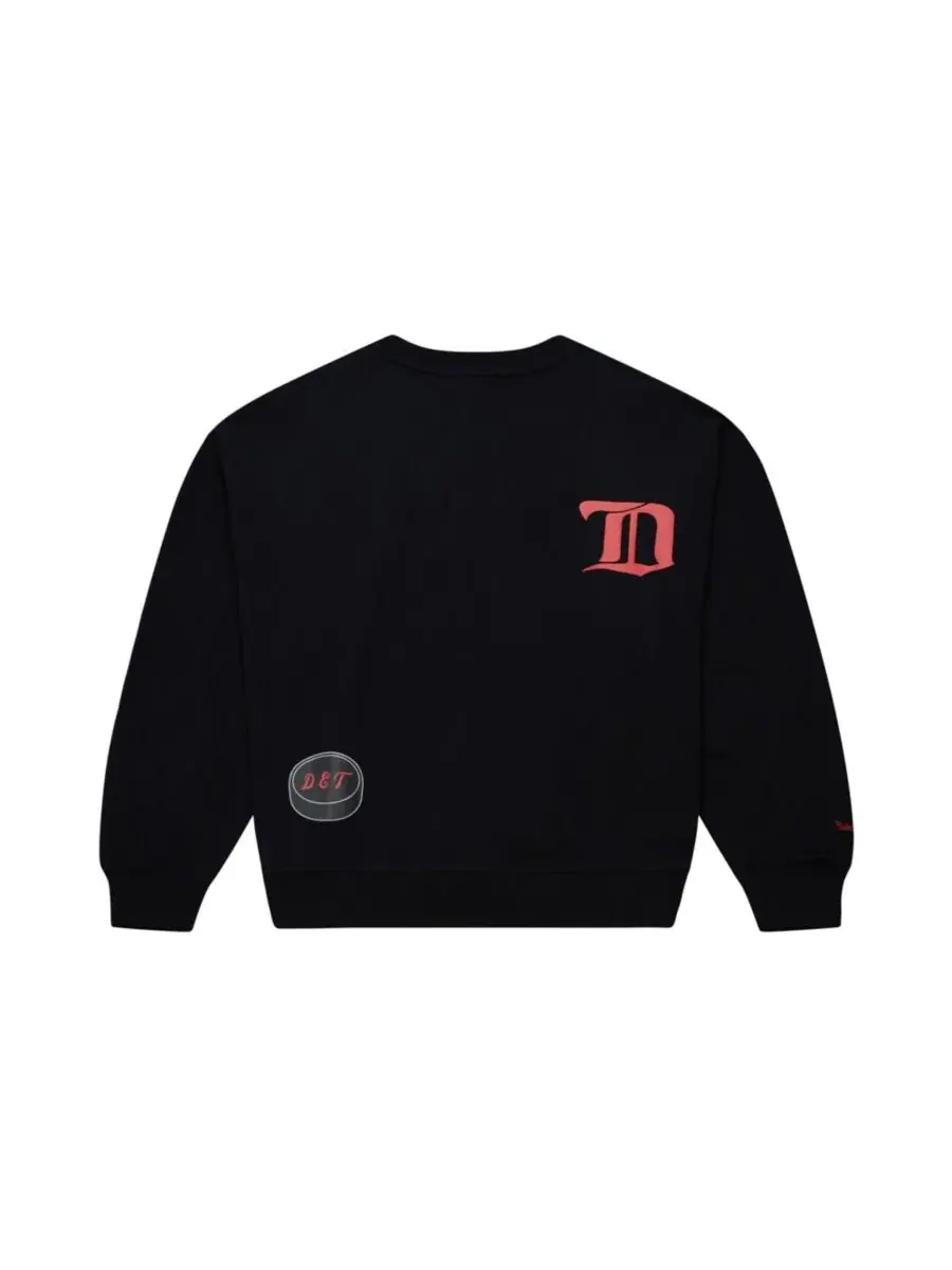 Mitchell & Ness Женская черная толстовка с круглым вырезом Detroit Red Wings — изображение 5 из 5, черный