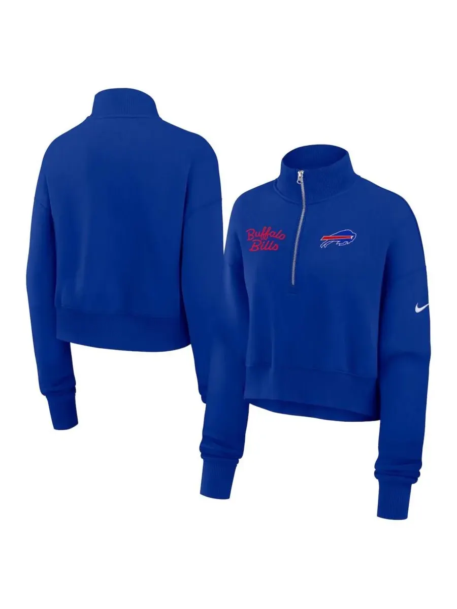 Женская толстовка Royal Buffalo Bills Primetime Phoenix с половинной молнией Nike