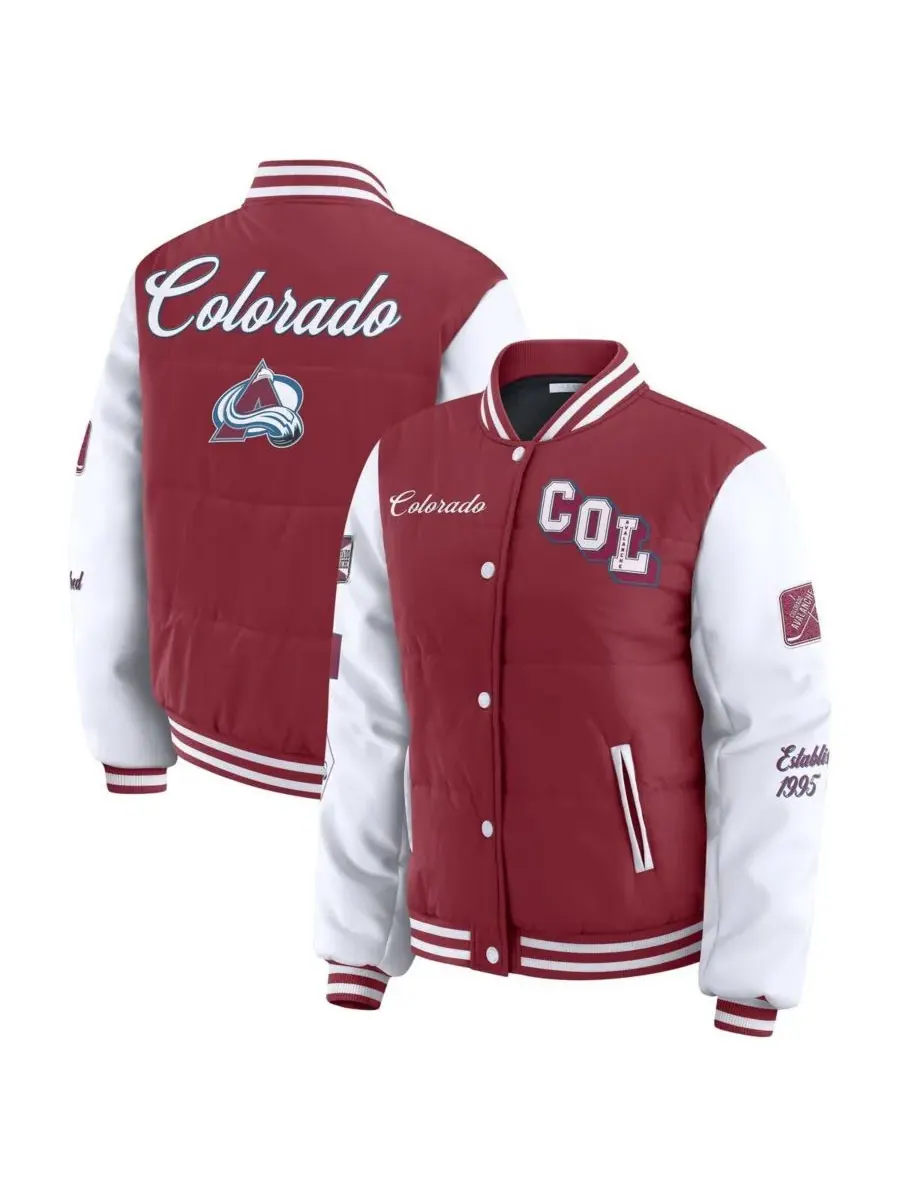 WEAR by Erin Andrews Женская бордово-белая пуховая куртка Colorado Avalanche Varsity на кнопках