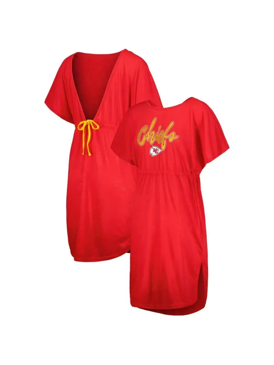 G-III 4Her by Carl Banks Женская красная пляжная накидка Kansas City Chiefs против футболки с