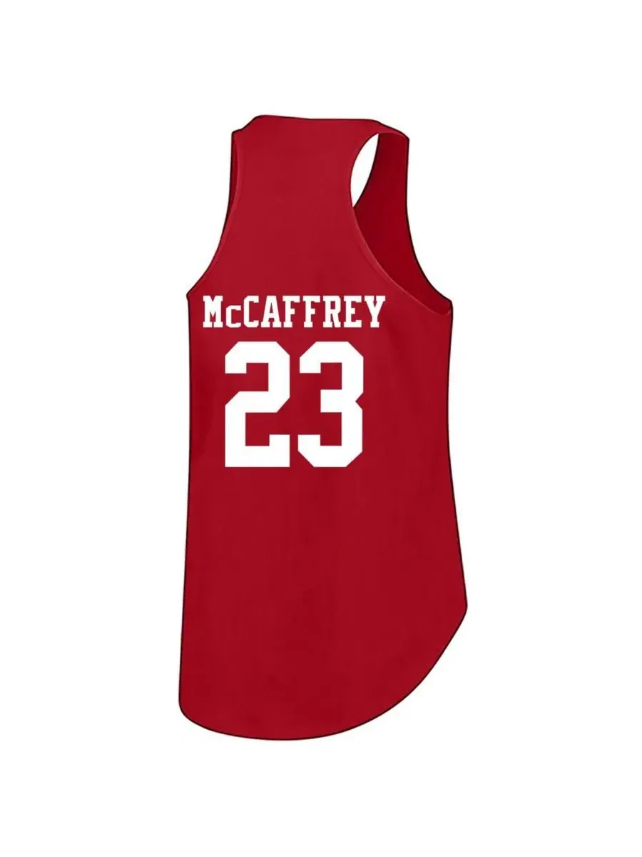 Женская майка Christian McCaffrey Scarlet San Francisco 49ers большого размера с именем и номером — изображение 3 из 3, алый