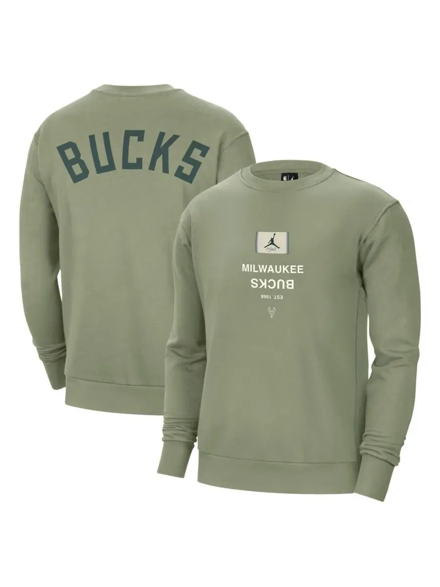 Jordan Мужская зеленая толстовка Milwaukee Bucks Courtside Statement Edition из плотной ткани
