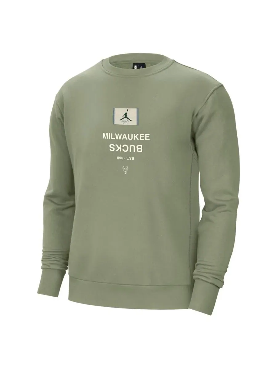 Jordan Мужская зеленая толстовка Milwaukee Bucks Courtside Statement Edition из плотной ткани — изображение 3 из 3, зеленый