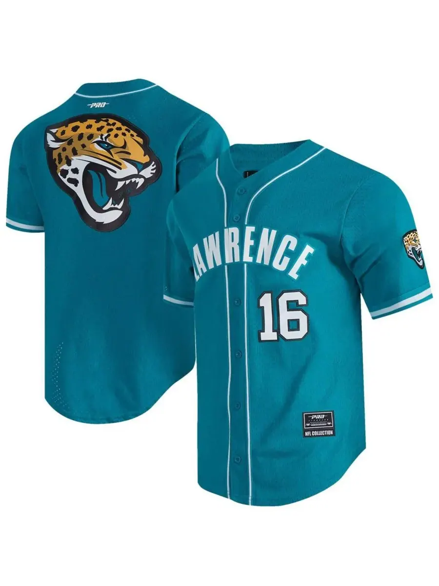 Мужская бейсбольная майка Trevor Lawrence Teal Jacksonville Jaguars с сетчатой отделкой и