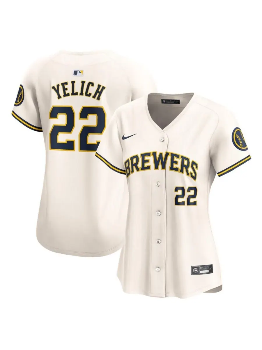 Nike Женская кремовая домашняя футболка Christian Yelich Milwaukee Brewers, ограниченная серия