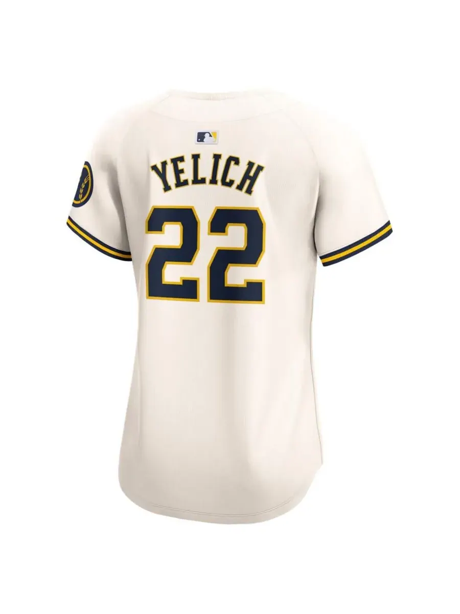 Nike Женская кремовая домашняя футболка Christian Yelich Milwaukee Brewers, ограниченная серия — изображение 2 из 3, бежевый